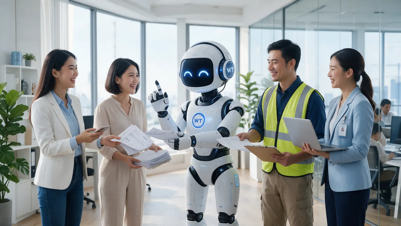 Nhân viên AI làm việc cùng các phòng kinh doanh, kế toán, kho và nhân sự